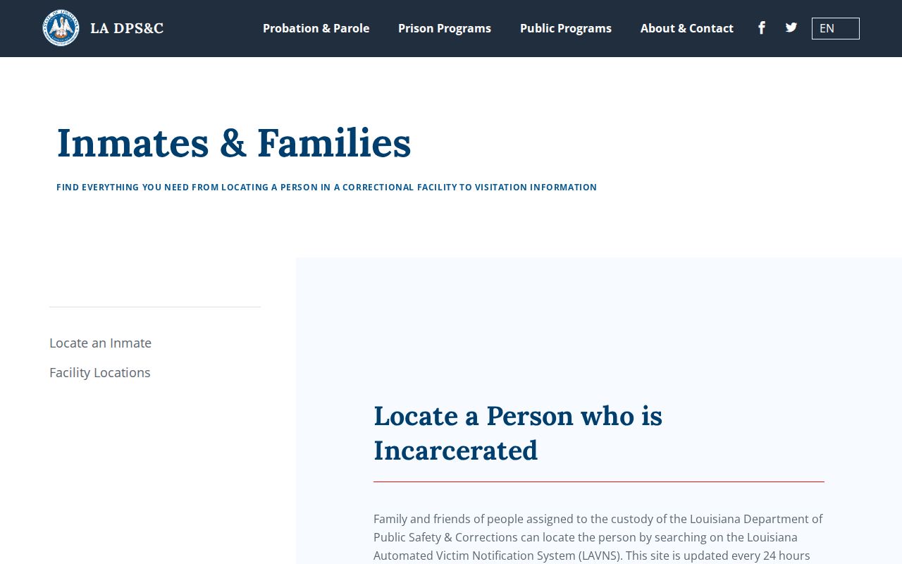 Louisiana DPS and C offender search instructions for Union Parish released inmates