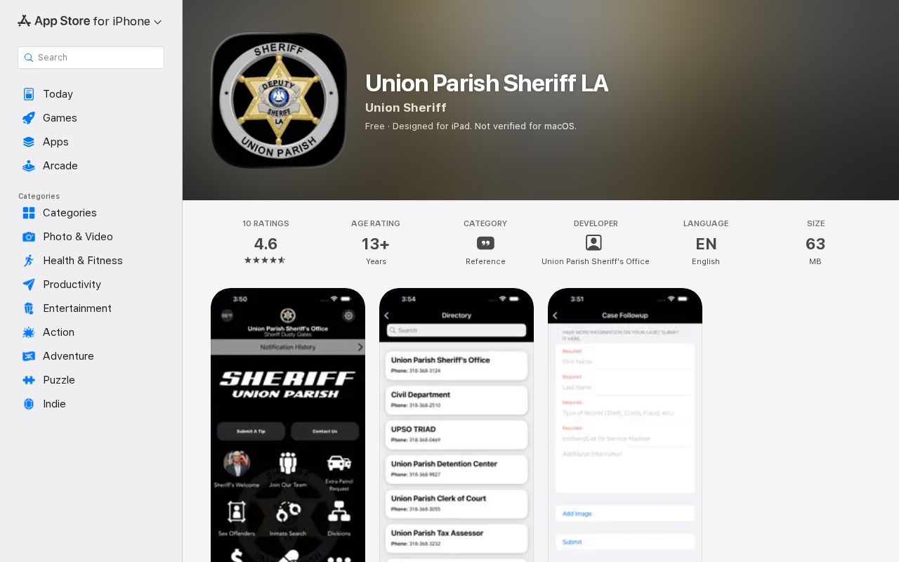 Union Parish released mugshot and booking-photo app listing